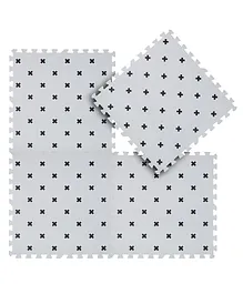 Kind & Me Interlocking Playmat Cross Print Grey - 6 Pieces  
