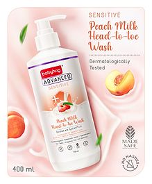 Babyhug Advanced Sensitive Peach Milk Head to Toe Wash Extra Gentle No Tear Formula For Sensitive Baby 2 In 1 Shampoo & Body Wash - 400 ml