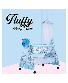 Baybee Fluffy Flora Swing Cradle with Mosquito Net - Blue