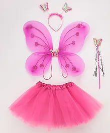 Babyhug Butterfly Wings and Costume Set Fuchsia Free Size - Pink
