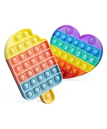 Enorme Icecream Heart Shape Pop Bubble Stress Relieving Silicone Pop It Fidget Toys Pack of 2 - Multicolor