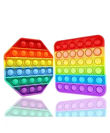 Enorme Xexagone Square Shape Pop Bubble Stress Relieving Silicone Pop It Fidget Toy Pack of 2 - Multicolor