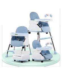 Baybee 4 in 1 NORA Convertible Feeding High Chair Cum Booster seat With Adjustable Height & Footrest - Blue