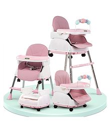 Baybee 4 in 1 Nora Baby High Chair for Kids with Height Adjustable Baby Toddler Feeding Booster Seat with Tray & 5 Point Safety Belt Kids High Chair for Baby - Pink