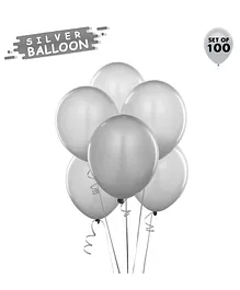 NHR Latex Balloons with Metallic Finish Silver - Pack of 100