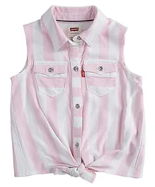 Levi's Sleeveless Striped Button Up Top - Pink