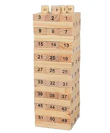 NEGOCIO Numbered Wooden Block Stacking Game with 2 Dices - 48 pieces