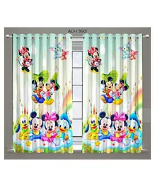 Muren Digital Cartoon Printed Window Curtains Pack of 2 - Multicolor