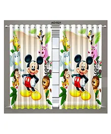 Muren Digital Cartoon Printed Window Curtains Pack of 2 - Multicolor