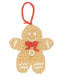 Happy Threads Gingerbreadman Handcrafted Crochet Christmas Tree Ornament - Brown