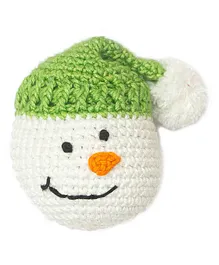 Happy Threads Handcrafted Amigurumi Snowman Christmas Tree Ornament- Green White