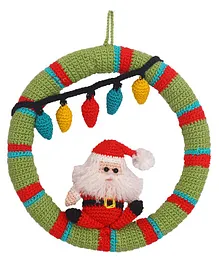 Happy Threads Handcrafted Crochet Christmas Decor With Santa Hanging - Multicolour