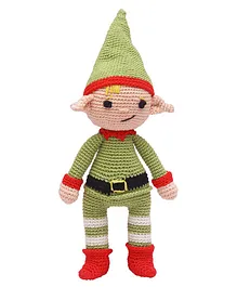 Happy Threads Handcrafted Amigurumi Boy Elf Christmas Soft Toy - Height  25.4 cm