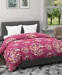 Bianca Austin 120 GSM Micro Silk All Weather AC Quilt Comforter Double Size Floral Print - Pink