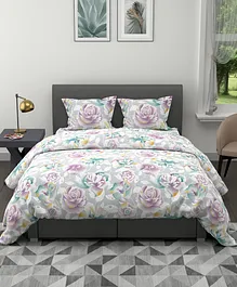 Bianca Austin 150 GSM Micro Silk All Weather AC Quilt Comforter Bedsheet & Pillow Cover Floral - Grey