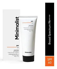 Minimalist SPF 60 PA ++++ Face Sunscreen With Antioxidant Silymarin For Complete Sun Protection - 50 gm
