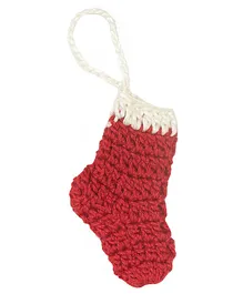 Happy Threads Stockings Handcrafted Crochet Christmas Tree Ornament - Red