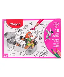 Maped Postcards To Color Pack Of 10 Sheets - English
