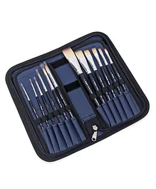 Maped Premium Synthetic Brush with Zipper Cloth Bag Set of 12 - Navy Blue