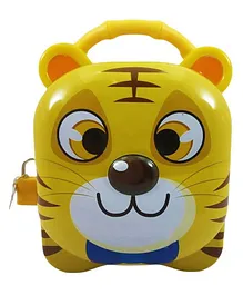 WISHKEY Cute Attractive Cartoon Tiger Piggy Bank With Lock & Keys - Multicolour