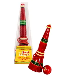 Desi Toys Cup Aur Gola/Cup & Ball Game - Red Green