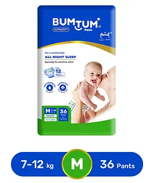 Bumtum Baby Pull Up Ultra Soft Medium Size Diaper Pants - 36 Pieces