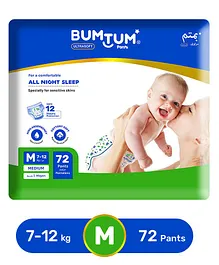Bumtum Baby Pull Up Ultra Soft Medium Size Diaper Pants - 72 Pieces