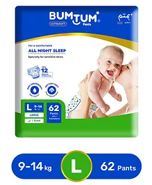 Bumtum Baby Pull Up Ultra Soft Large Size Diaper Pants - 62 Pieces