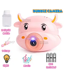 Fiddlerz Camera Shaped Bubble Machine With Light & Music 2 Bubble Solution Bottles - Pink