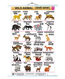 Wissen Wild Animals Design Roller Wall Chart - English Hindi