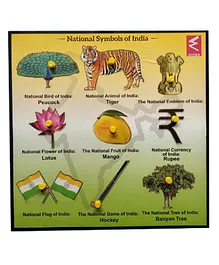 WISSEN National Symbol Learning Wooden Educational Knob Puzzle Multicolor - 9 Pieces