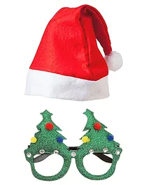 Chocoloony Merry Christmas Santa Cap and Goggles - Red Green