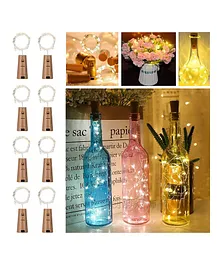 Amfin Wine Bottle Lights with Cork Copper Wire String Yellow - Pack of 8