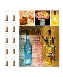Amfin Wine Bottle Lights with Cork Copper Wire String Yellow - Pack of 10