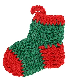 This and That by Vedika Hand Crochet Small Stocking Christmas Accessory - Green Red