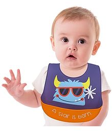 The Little Lookers Silicone Waterproof Feeding Bib With Adjustable Strap - Blue