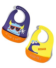 THE LITTLE LOOKERS Waterproof Silicone Feeding Bib With Adjustable Strap Pack Of 2 - Multicolour