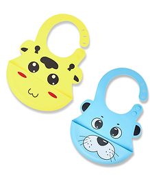 The Little Lookers Silicone Feeding Bibs Pack of 2 - Blue Yellow