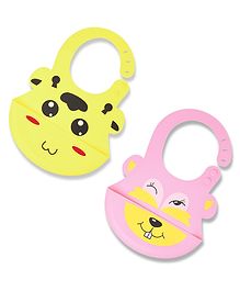 The Little Lookers Silicone Feeding Bibs Pack of 2 - Yellow Pink