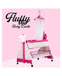 Baybee Fluffy Flora Swing Cradle with Mosquito Net - Pink