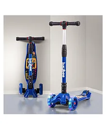 Baybee Flash Foldable Skate Scooter With Adjustable Height Wide LED PU Wheels And Brake - Blue