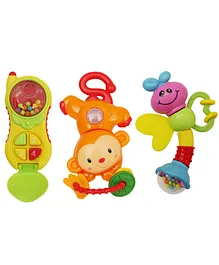 Baby Moo Phone Monkey And Butterfly Rattle Toys Pack Of 3 - Multicolour