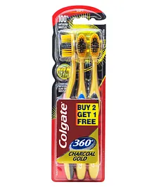 Colgate 360 Charcoal Gold Toothbrush Pack of 3 - Multicolour