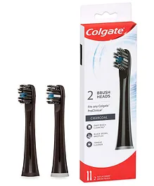 Colgate Pro-Clinical Charcoal Battery Powered Toothbrush Refills Pack of 2 - Black