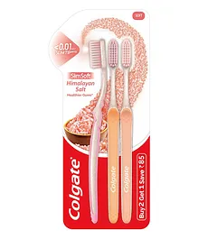 Colgate Slim Soft Himalayan Salt Toothbrush Pack of 3 - Multicolor