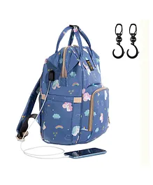 Sunveno Diaper Backpack with USB Charging Port & Stroller Hooks - Unicorn Blue