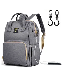 Sunveno Diaper Bag with Stroller Hook USB Port - Grey