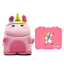 Nohoo Unicorn 3D Bag With Bento Lunch Box Pink - 10.03 Inches
