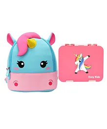 Nohoo Unicorn Bag With Bento Lunch Box Pink - 10.82 Inches