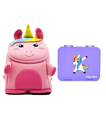 Nohoo Unicorn 3D  Bag With Bento Lunch Box Purple - 10.03 Inches